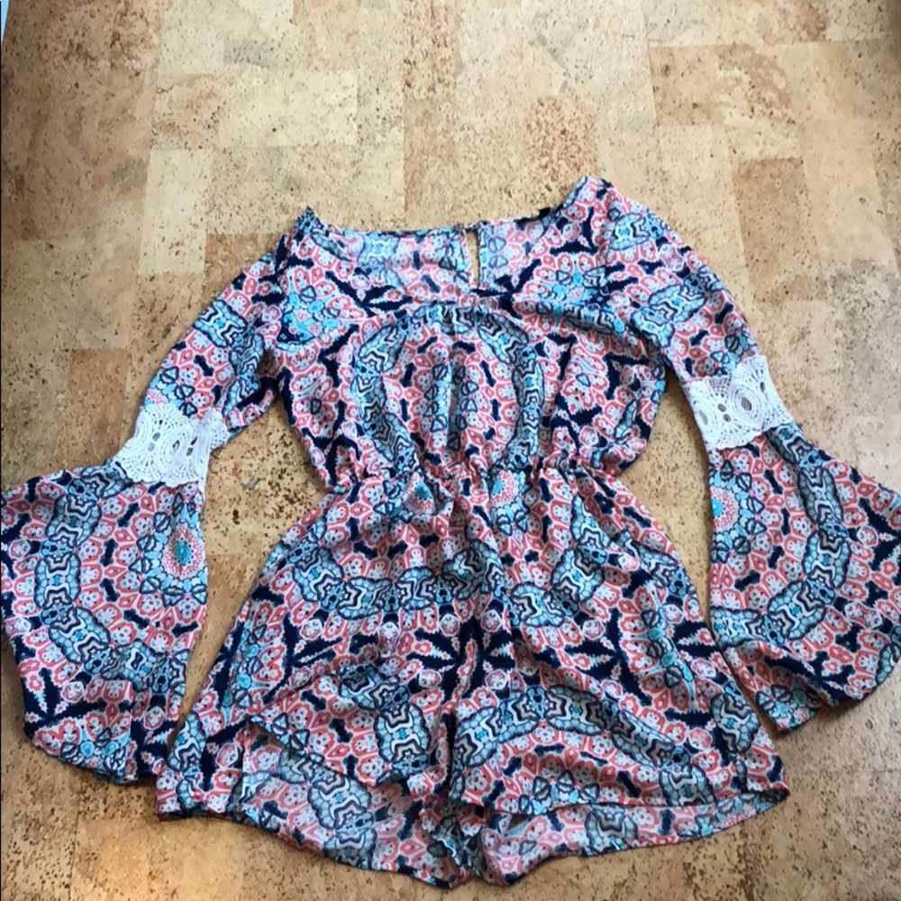 My Michelle pink white and blue Romper